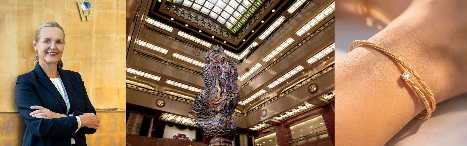 Header zum Mitsukoshi Stage Event 2025 mit unserer Schmuckexpertin voller Fokus auf die Power-Armbänder