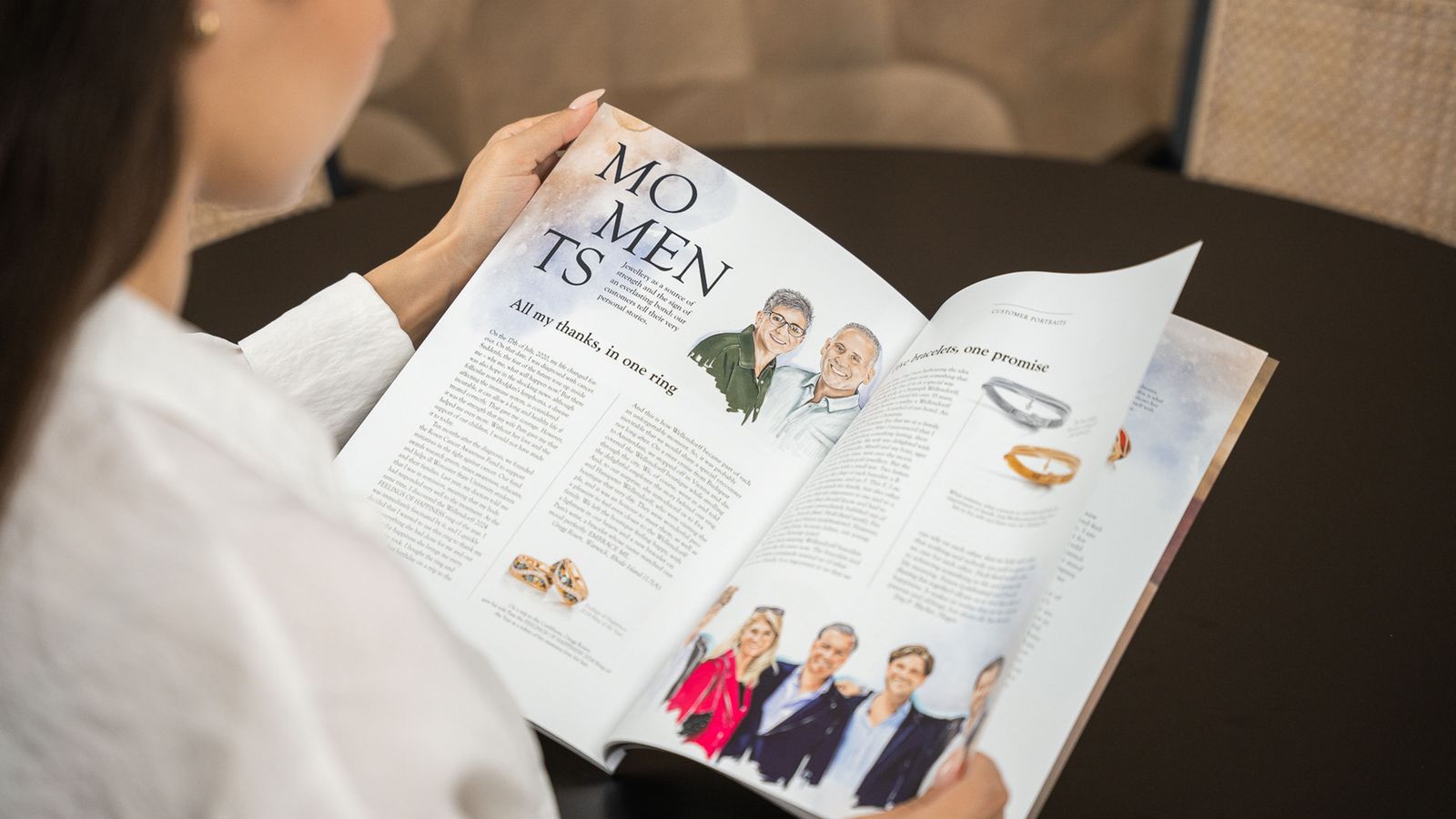 Magazinseite aus dem Wellendorff Familienmagazin 2025 mit berührenden Kundengeschichte