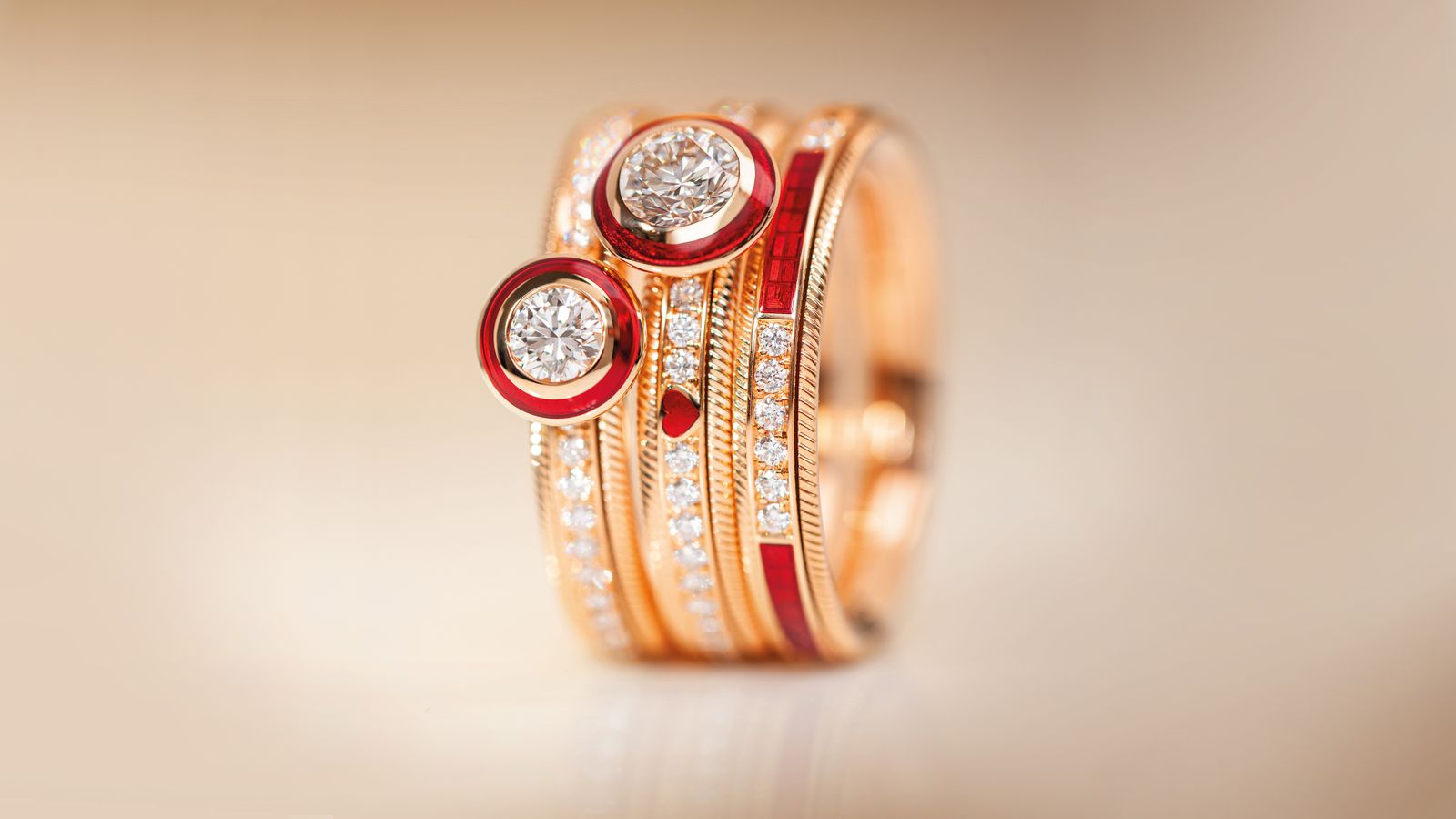 Ring Unser Glück rosenrot Gelbgold Mood Ring Danke Für Brillant