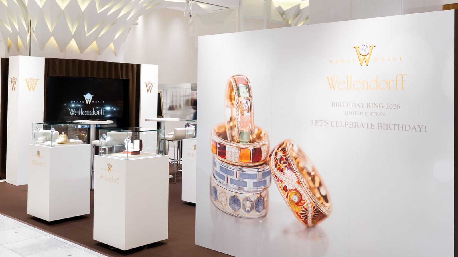 Mitsukoshi event stand presenting the Birthday Rings 2026 collection by Wellendorff