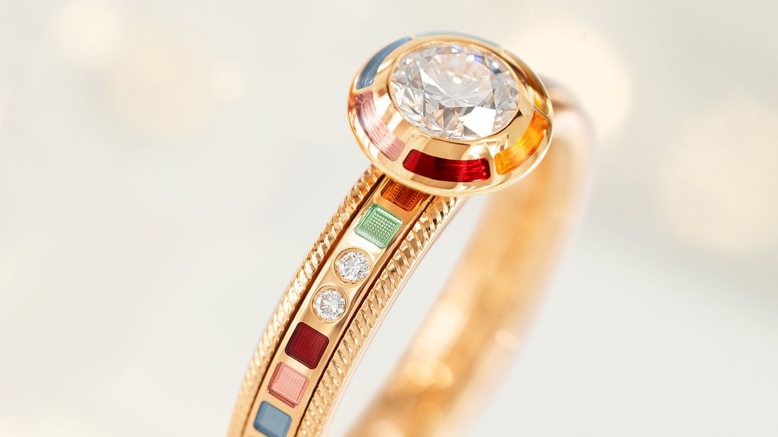 Ring Danke Für. Regenbogen Gelbgold Mood Kaltemaille Gravurebenen