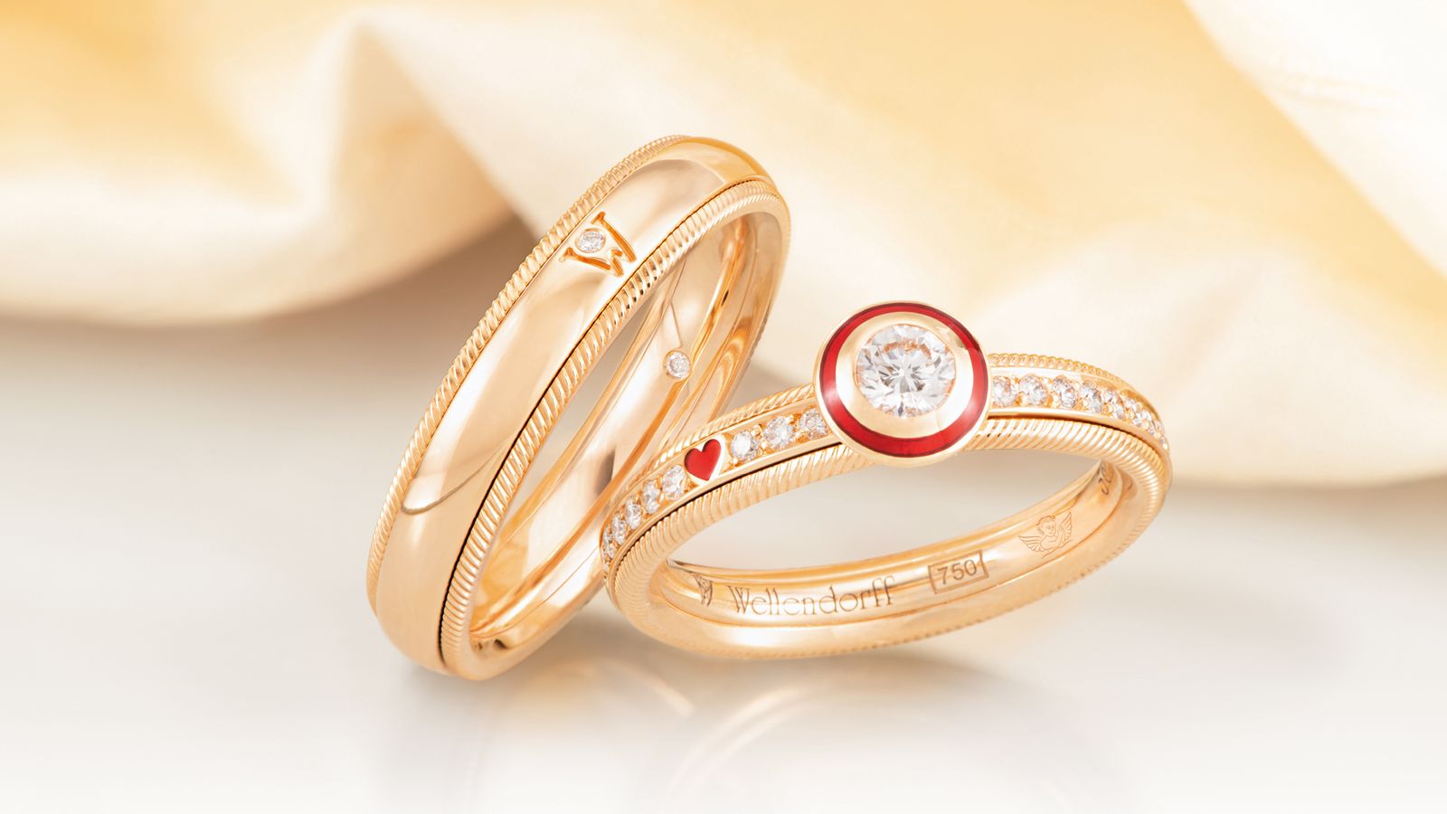 Ring Romeo und Ring Danke Für Brillant Gelbgold Stein innen