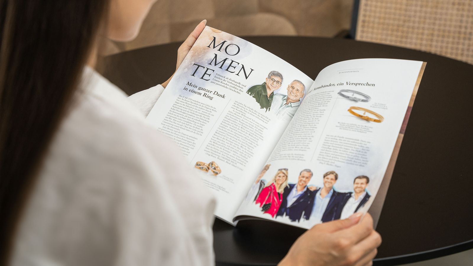 Magazinseite aus dem Wellendorff Familienmagazin 2025 mit echter Kundengeschichte